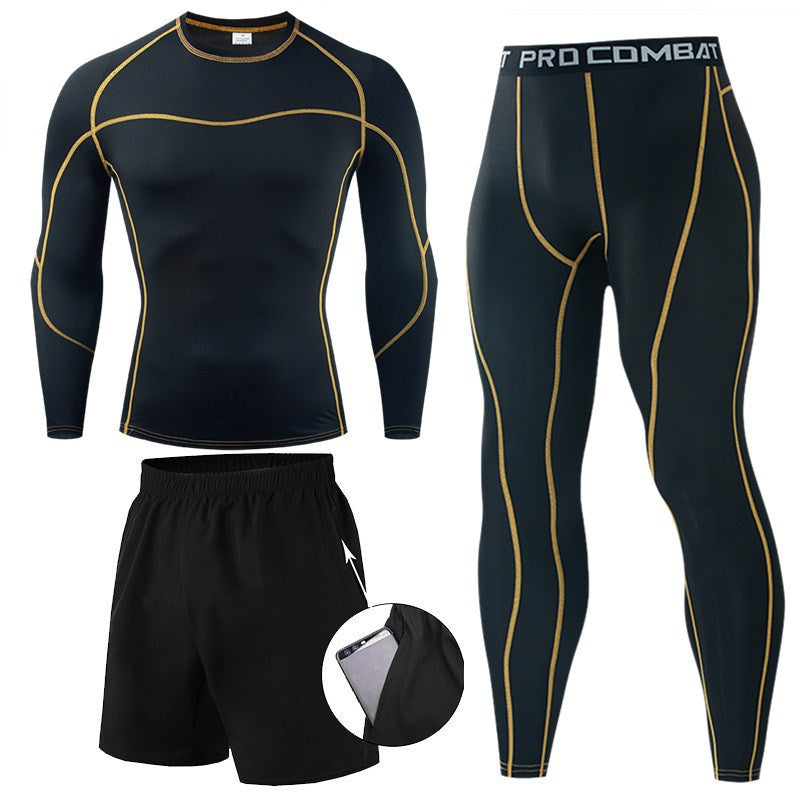 Men Sports Compression Shirt Set Workout HNoori