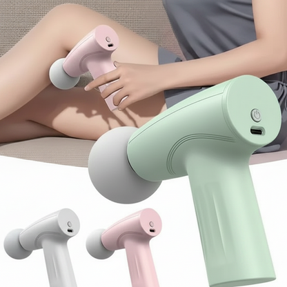 HNoori CoreRelief Mini Deep Tissue Massage Gun for fitness, showing compact design and ergonomic handle for muscle relief.