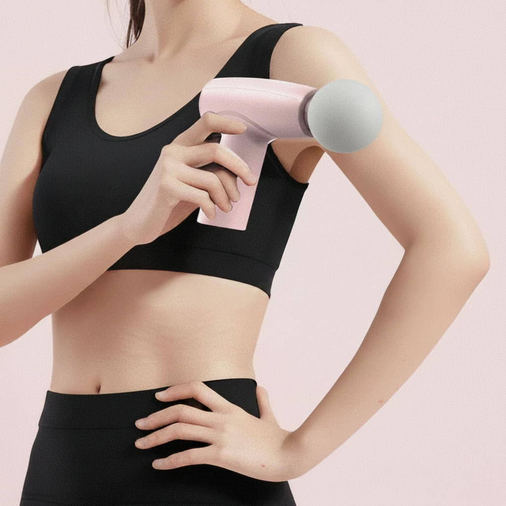 HNoori CoreRelief Mini Deep Tissue Massage Gun with ergonomic design for targeted muscle relief and relaxation.