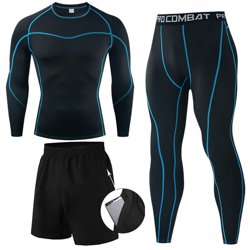 Men Sports Compression Shirt Set Workout HNoori