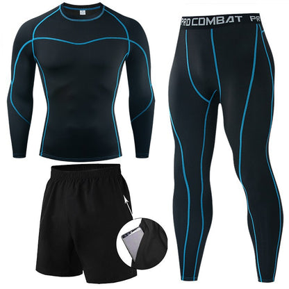 Men Sports Compression Shirt Set Workout HNoori