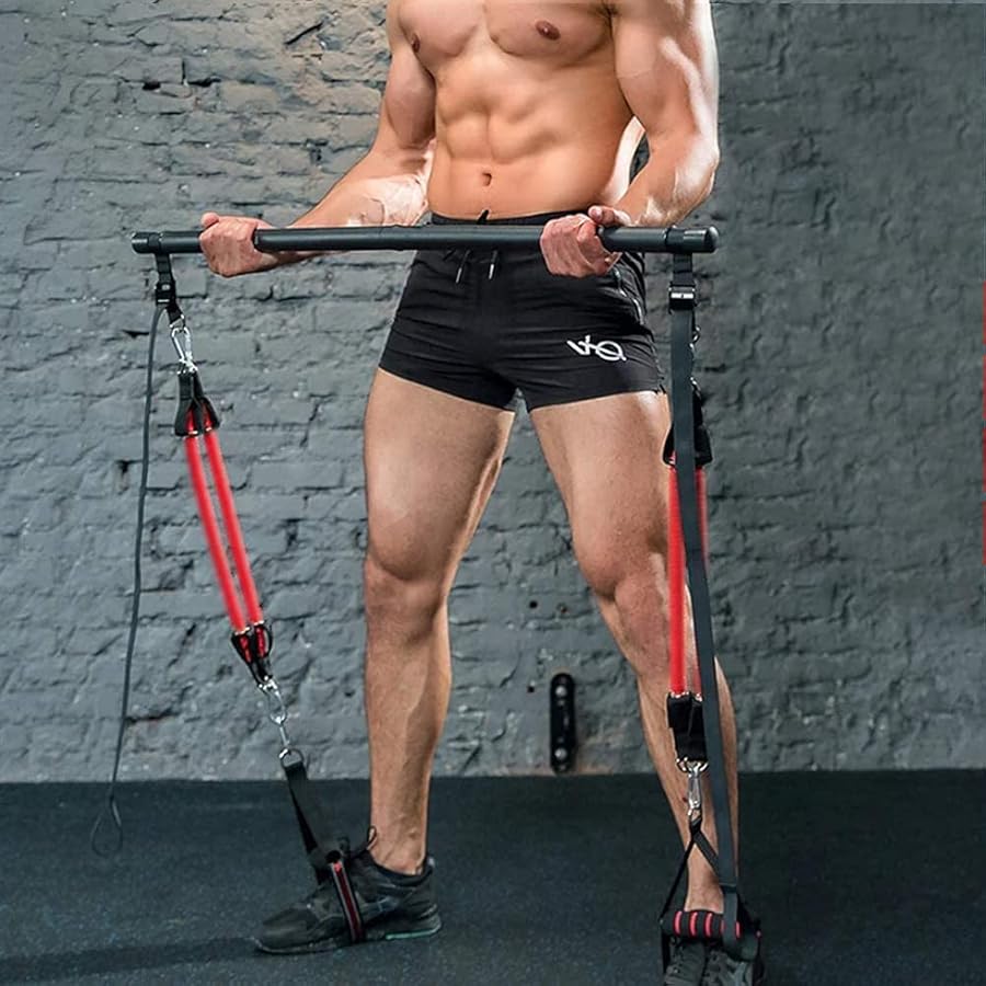 HNoori CoreSculpt Pilates resistance stretch bar for body shaping, shown in a fitness setting with hand grips and adjustable length.