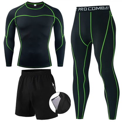 AuraDry Men’s Athletic Compression Sports Tee Set for Gym and Workout HNoori