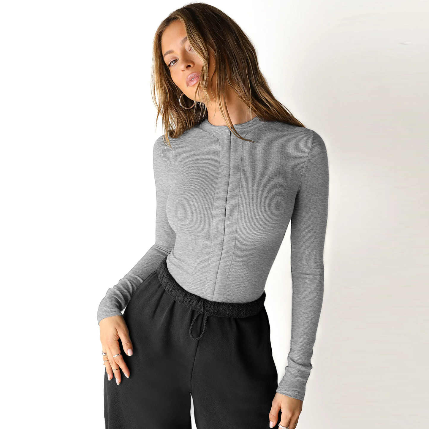 Long Sleeve V-Neck Bodysuit - HNoori
