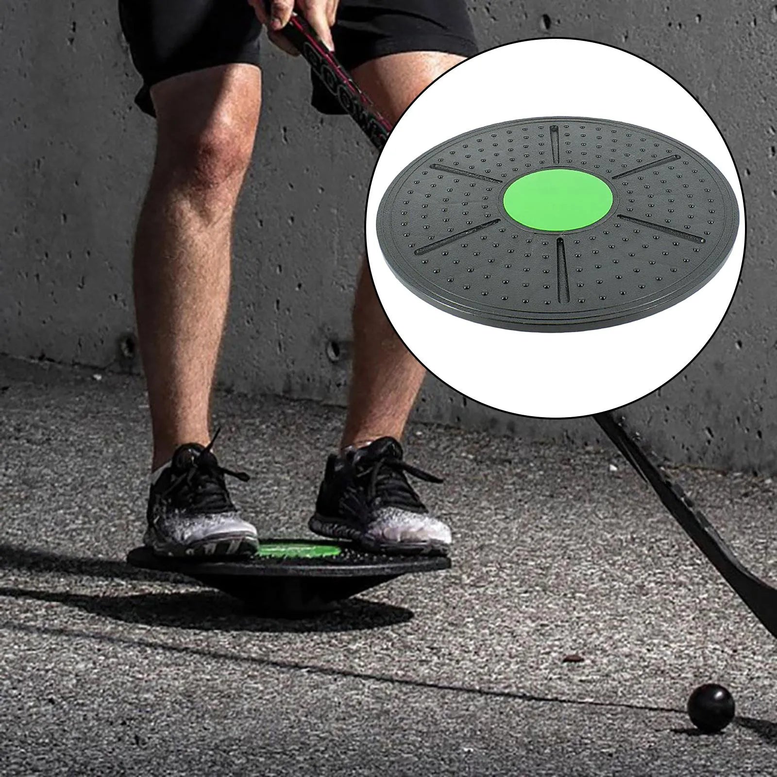 HNoori CoreBalance Stability Training Disc Board for fitness, featuring a blue circular balance cushion on a flat surface.