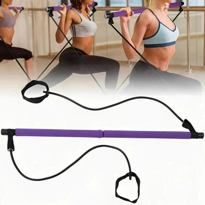 HNoori CoreFlex Pilates resistance bar kit with elastic bands for versatile home fitness and strength training exercises.