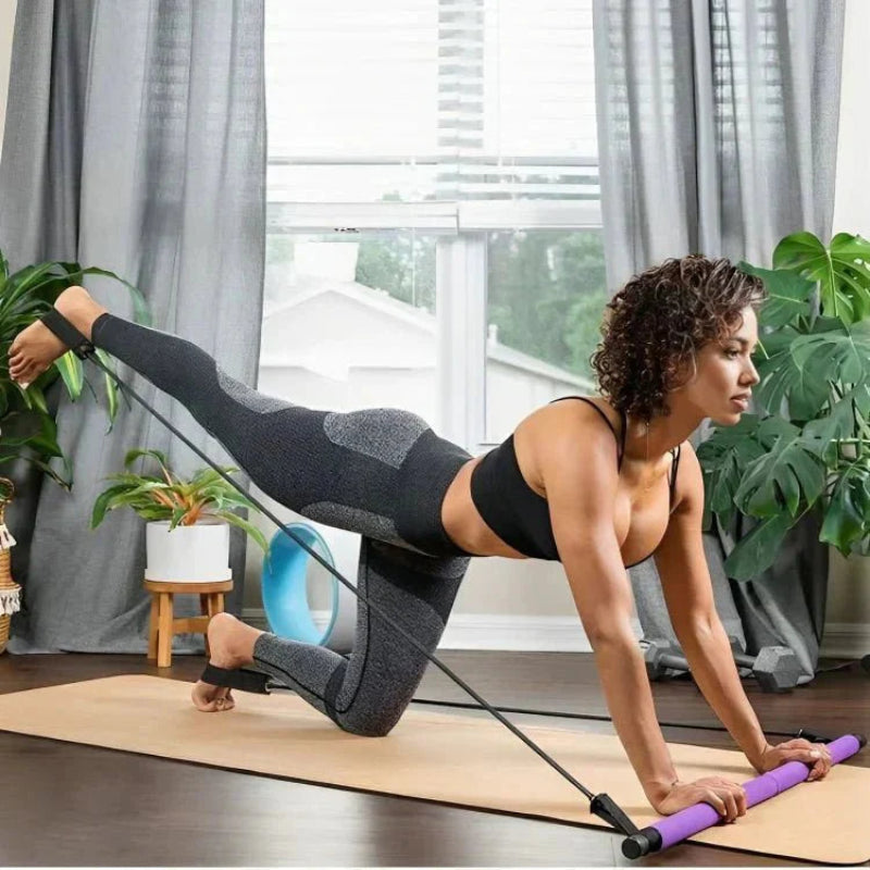 HNoori CoreFlex Pilates resistance bar kit with elastic bands for versatile home fitness workouts